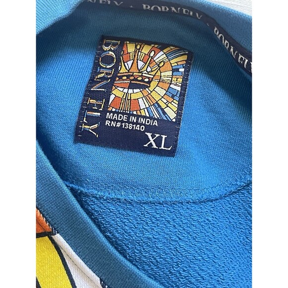 BORN FLY Colorful Graphic Pull Over Pocket Sweatshirt Sz XL - Picture 7 of 8
